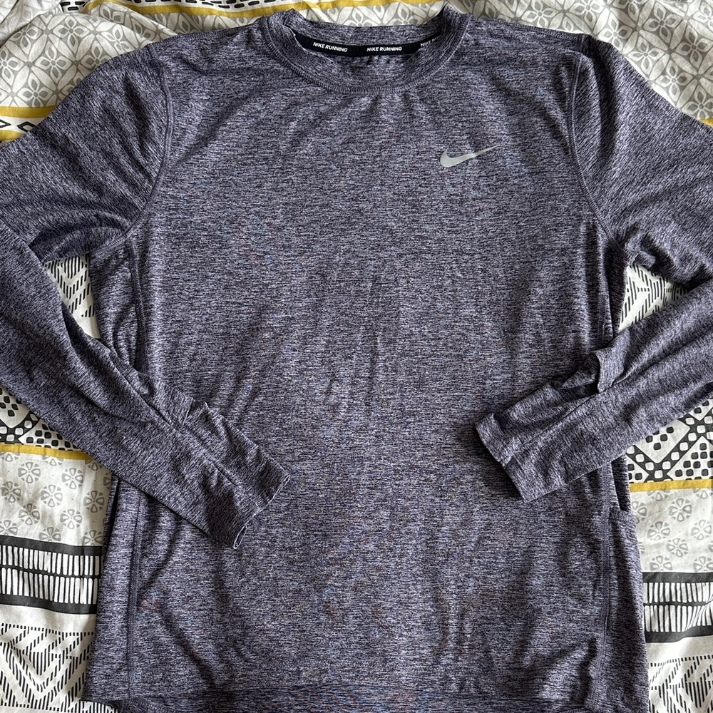 Nike Dri-fit Long Sleeve Heathered Purple Training Shirt